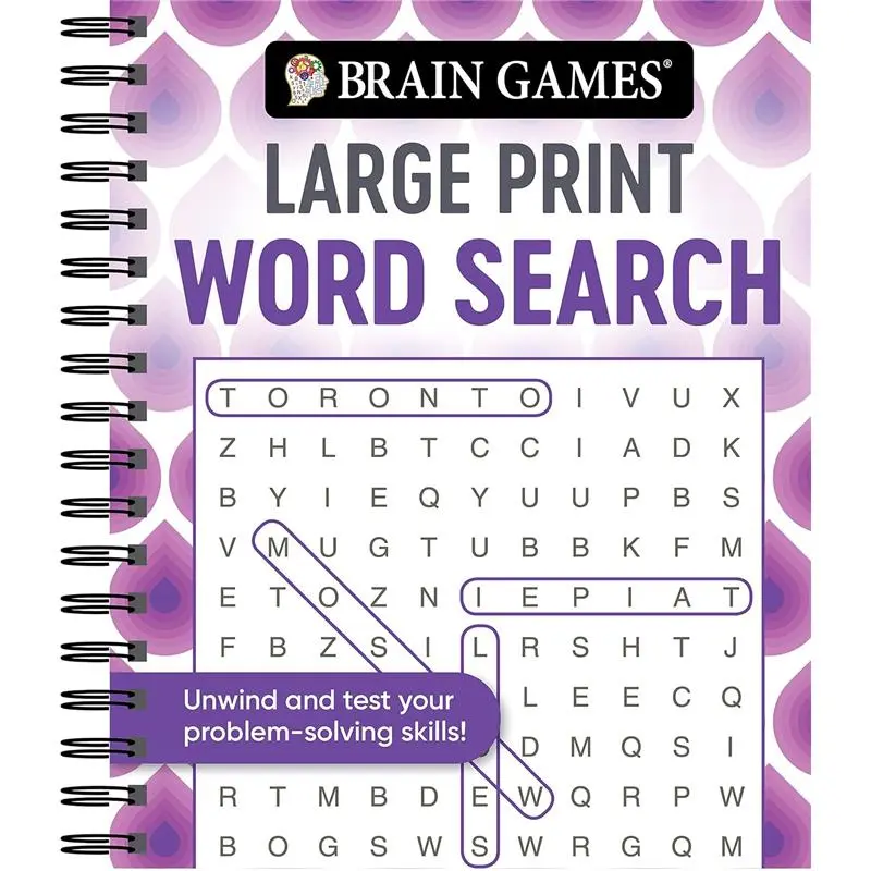 Children's Literature & Art Large Print Word Search Book - Swirls Design, Spiral-Bound, 192-Page Brain Teasers Activity Book for Enthusiasts, Word Search Books