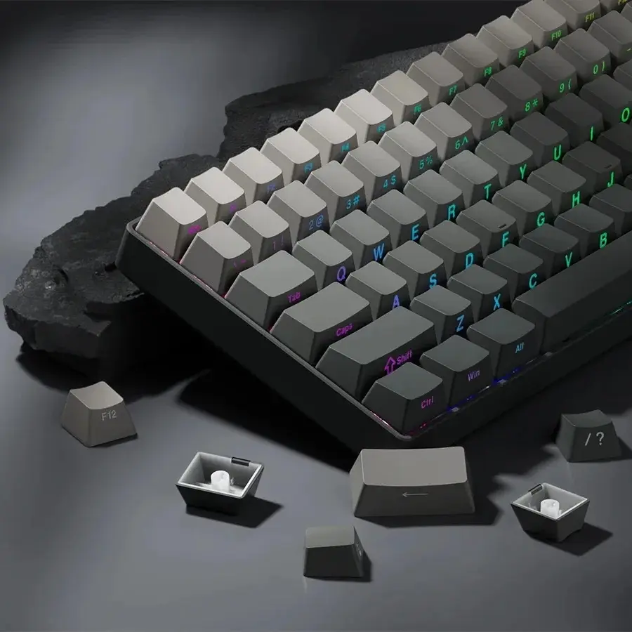 Gradient Rgb Backlight Keycaps, over 130 Keys, Dual Layer Injection Molding Pbt Material, Customizable RGB Lighting, Durable Pbt, Gaming Keyboard Accessories, Gradual Change Keycap