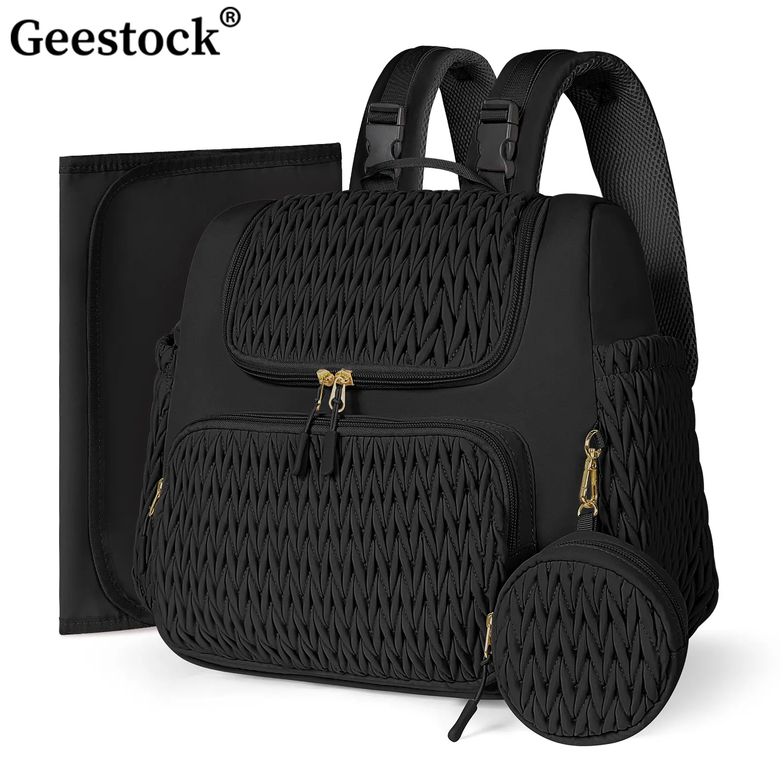 Women's Solid Nylon High-Capacity Casual Backpack - Softback with Polyester Lining and Zipper, Portable for Travel and Work Commute, Baby Design Backpacks