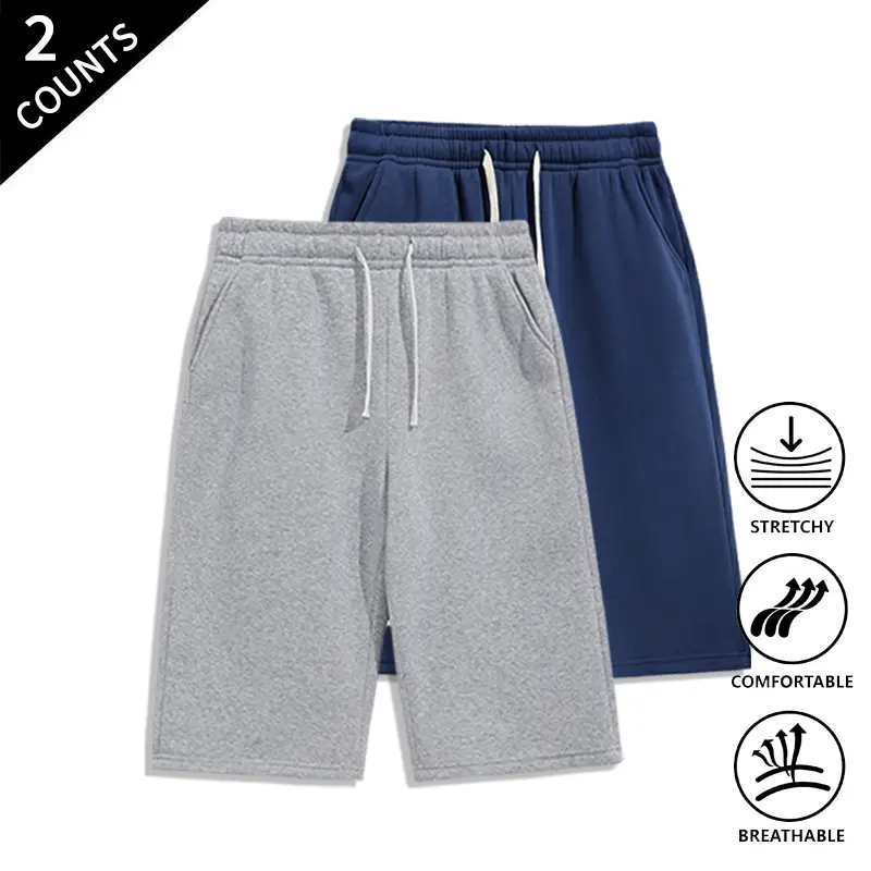 Summer wins! Men’s 2-Pack Athletic Sweat Shorts – Drawstring Elastic Waist, Breathable & Stretchable, with Pockets for Gym, Workouts, and Casual Everyday Wear