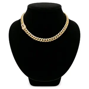 MONACI 14K Yellow Gold Hollow Cuban Chain Necklace 16" Inches 8.0MM Handcrafted in NYC with Cubic Zirconia Lock