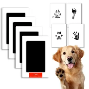 4-Piece Paw Print Kit + 2 Frames – Paw Print Kit with Stain-Free Paw Print Stamp Pad for Dogs and Cats Clean-touch ink pad, hand & paw print ink pad, print frame set — memorial keepsake, cat and dog supplies.