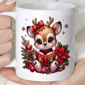 2026  1pc Novelty Reindeer Antler Mug Coffee Cup Juice Cup 11OZ360ml Fun Gift