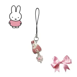 Y2K Aesthetic Pink Coquette Miffy Phone Charm/ Keychain (with freebies!) Accessories Handmade