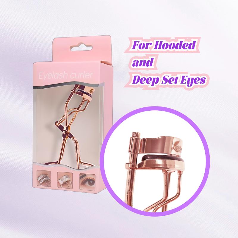 Rose Gold Wide-Angle Eyelash Curler Set for Round-Shaped Eyes - Perfect for Enhancing Your Look