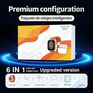 2026 Upgrade 6-in-1 Smartwatch Kit: Smartwatch, Bluetooth headphones, 20W fast charger, Type-C fast-charging cable, adapter, and audio support—compact and portable.