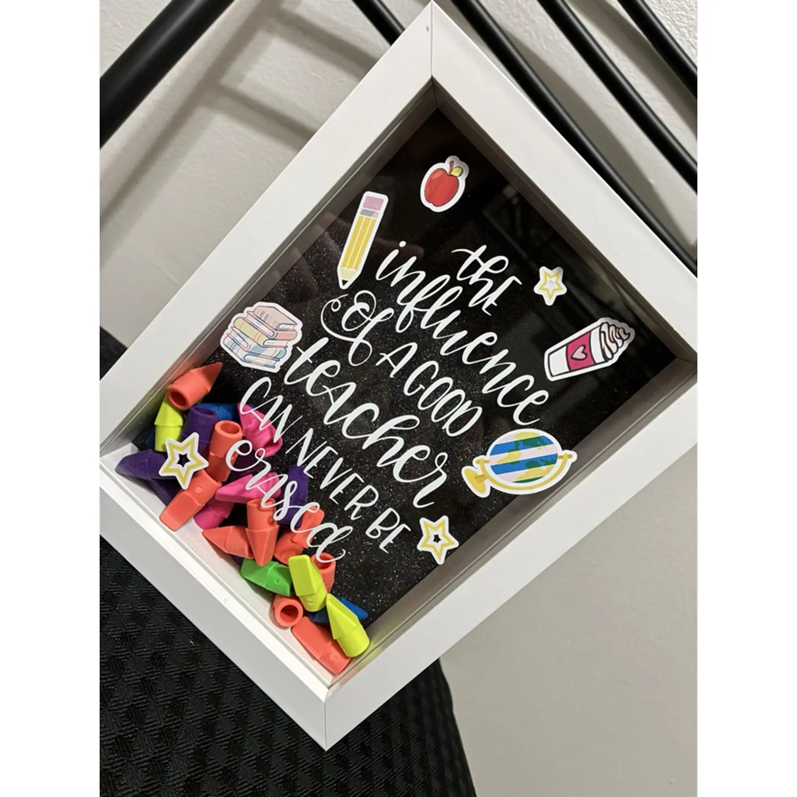 Shadow Box Fully Customizable White Grey Black Brown Vinyl Custom Quote Inside Box Erasers Any Theme