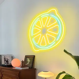 LC SIGN Lemon Slice Neon Sign - Dimmable Fruit LED Light for Kitchen Decor, Juice Bar & Summer Party - Cute Aesthetic Room Wall Art