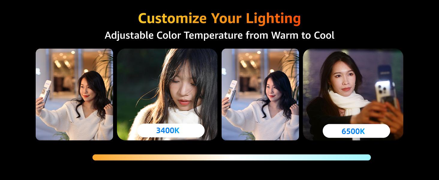 amaran Go Compatible with MagSafe Mini Phone Light,Rechargeable Portable Mirror LED Phone Light for Selfie,Makeup,Video Conference,TikTok,Compatible with iPhone&Android