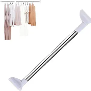 Drill-Free Telescopic Tension Rod for Hanging Clothes，adjustable Rod Without Drilling,Stainless Steel Shower Curtain Rod, For Bathroom, Window, Closet, Room Divider