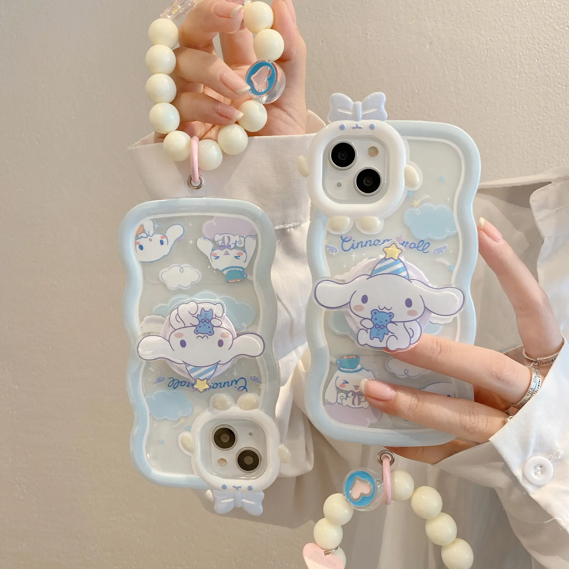 Wave Little Monster is suitable for Apple 14 bracelet, iPhone 12 chain, 13 Cinnamoroll stand, 15 spring/summer phone case
