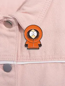 Cartoon Animation South Park Kenny McCormick Cartoon Pin Classic Animated Series Style with Iconic Orange Hoodie and Eyes Only Design Fan Collectible Brooch for Backpack Jacket Decoration Gift for TV Show Fans Collectors