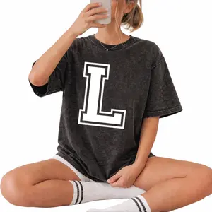 Letter L Initial Varsity T-Shirt – Washed Classic Monogram Tee
