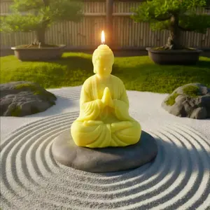 Yellow Buddha Candle – Zen Meditating Sculptural Candle for Aesthetic Home Decor, Altar & Spiritual Gift