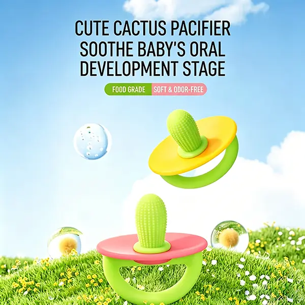 Baby Teething Relief 2-Piece Cactus-Shaped Sticks Set - Sensory Teether for 6-12 Months, BPA-Free Soft Silicone, Gentle Feel, Boilable Aid, Anti-Static, Breathable