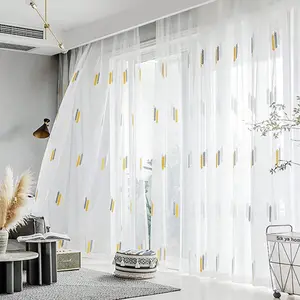 Wheat Texture Curtain with Embroidery Design, Integrated Sunshade, Fabric Material, Bedroom & Living Room Decor Gift