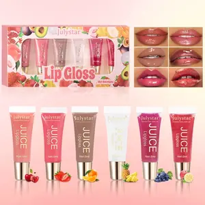 Julystar "Water-Glow" Hydrating Lip Gloss Squeeze Tube Set - Fruity, Plumping, Long-Lasting, Non-Drying Makeup Treatments (Beauty & Personal Care, Skincare) with Candy, Cherry, Gender-Neutral, Conditioning, Fruit-Forward Options, Cherry Lip Treatments, Co