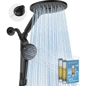 Dual Filtered Rain Shower  Combo, High  Handheld Shower  with Adjustable Bar - Rainfall Shower  And Showerhead with Filter for Hard Water - Removes Chlorine