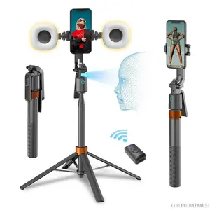 Auto Face Tracking Tripod for iPhone 70" with Light and Gesture Control, Selfie Stick for Video Recording & TikTok Live Streaming & Content Creator tripol movingPulseTrail5XXALUE BAZAAR11