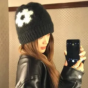 Autumn Winter Knitted Hat Women Warm Hat Handmade Beanies Women Knitted Flowers Hat Autumn Beanies Cap