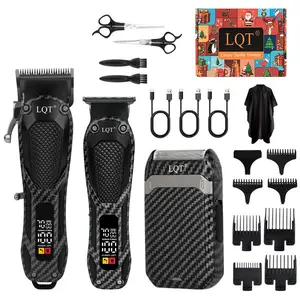 LQT Professional electric hair clipper and shaver 2-in-1 with LCD display, rechargeable, comes with limiting combs, charging cable, and cleaning brush. One set handles all men's haircut and grooming needs —  thoughtful gift for men.