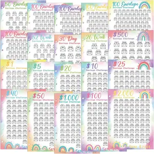 20 Sheets Money Saving Challenge Binder Trackers with 6 Perforated Holes for 6 Ring A5 Binders 100 Envelopes Tracker Cards Money Savings Challenge Budget Planner to Save Cash