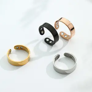 Stainless steel decompression ring Magnetic two magnets Ring opening adjustable