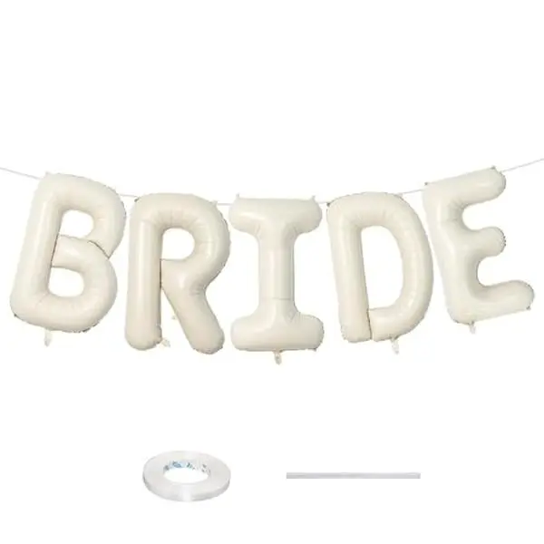 40 Inch Beige BRIDE Balloons Bachelorette Bridal Shower Party Decorations | Cream White Bride To Be Mylar Foil Letter Balloon Banner Sign for Engagement Camp Bach Party Favors Wedding Gift Accessories