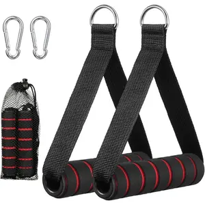Exercise Handle, Resistance Bands Handle, Replacement Handle Attachments for Cable Machine Pulleys, Gym Handles with 2 Heavy Duty Carabiner Hooks, for Fitness Workout Gym Pilates Yoga