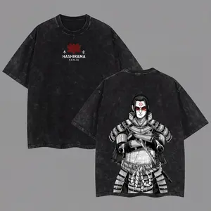 "The First Hokage" Hashirama Senju Founding "Konoha" x Naruto Anime Double Printed Washed Tee Unisex Oversize Anime Manga Lightweight Cotton T-Shirt, Gift For Anime Fan Lover , Hashirama Fan