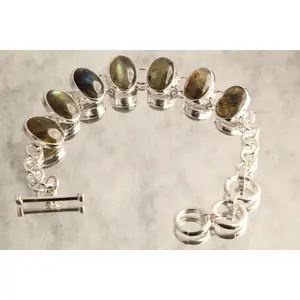 Aurora’s Glimmer - Labradorite 925 Silver Bracelet