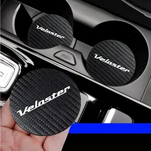For Hyundai Veloster 2Pcs Car Coaster Water Cup Bottle Holder Anti-slip Perfect Fit Waterproof Pad Mat Silica Gel Bottle Holder Pad Car Accessories