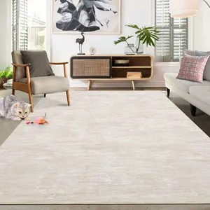 Washable Solid Area Rugs for Living Room, Indoor Modern Non Slip Bedroom Rug Ultra Thin Soft Low Pile Large Rugs for Dining Room Nursery Contemporary Non Shedding Throw Carpet for Home Decor