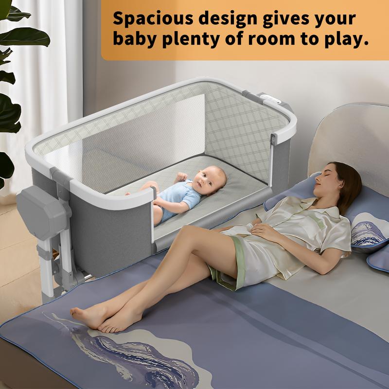 Rocking Bassinet for Baby, Electric Baby Bassinet Automatic 5 Rocking Motion Bassinet Bedside Sleeper for Newborn,  Auto Rolling Baby Cradle 6 Height Adjustable with 4 Lullabies