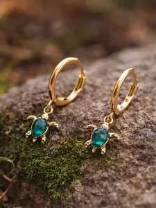 1pair Turtle Earrings, Gemstone Turtle Pendant, Ocean Theme Jewelry Gift, Simple Beach Style Earrings