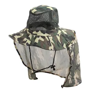 INSPIRE CHIC Man Mesh Design Top Camouflage Print Fishing Bucket Hat Cap
