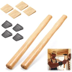 2 Sets 16" Replacement Hammer Handle Kit, Includes 2 Sledge Hammer Handle Replacement, 4 Wood Wedges & 4 Steel Wedges for Decking Framing Carpentry Construction DIY Sledge Axe Tool