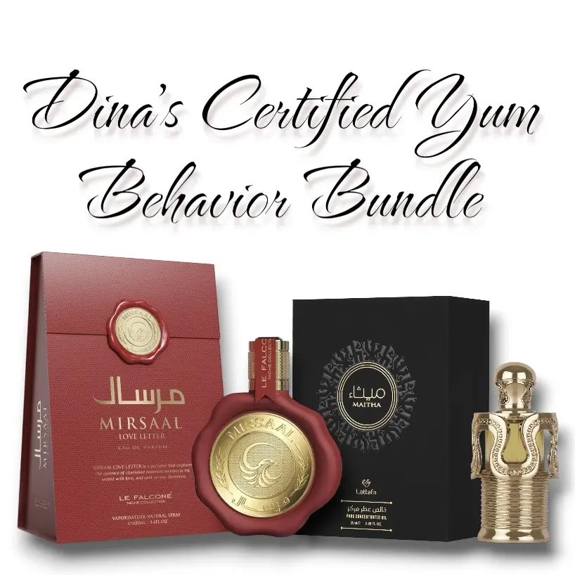 LE FALCONE Dina's Certified Yum Behavior Multi-Pack EDP Bundle - Mirsaal Love Letter, Maitha Unisex Fragrances, 20-100 ML, Cherry-Vanilla & Caramel Notes, Day-to-Night Wear