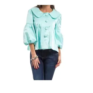 Satin Balloon Sleeve Babydoll Jacket Coat