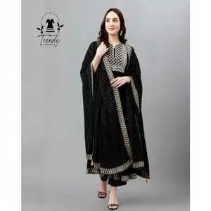 Trendy Ethnic Motifs Embroidered Sequined Kurta With Palazzos & Dupatta Kurta Design for Cultural Events and Festivals