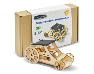 Templeton DIY STEM Solar Powered 3D Wooden Car Kit for Kids - Build & Paint Your Own Vehicle with Solar Energy - No Tools Needed - Great Gift for Creative Minds