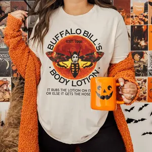 Buffalo Bill's Body Lotion Shirt, Silence of the Lambs Gothic Horror Moth T-Shirt, Horror Shirt, Halloween Party, Horror Character Shirt