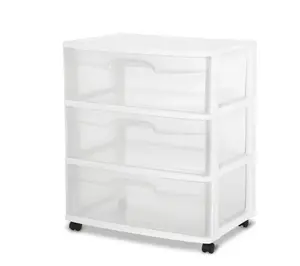 Wide 3 Drawer Cart White Wide 3 Drawer Cart White