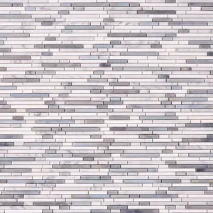 Thassos White + Carrara + Blue 12x12 Polished/Honed Marble Random Strips Tile