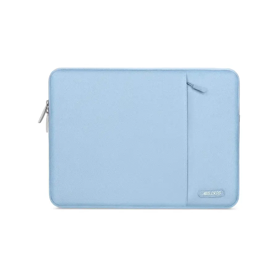 13-13.3 Inch Laptop Sleeve Case with Pocket, Vertical Polyester Computer Bag for Notebook and Everyday Carry, Air Blue