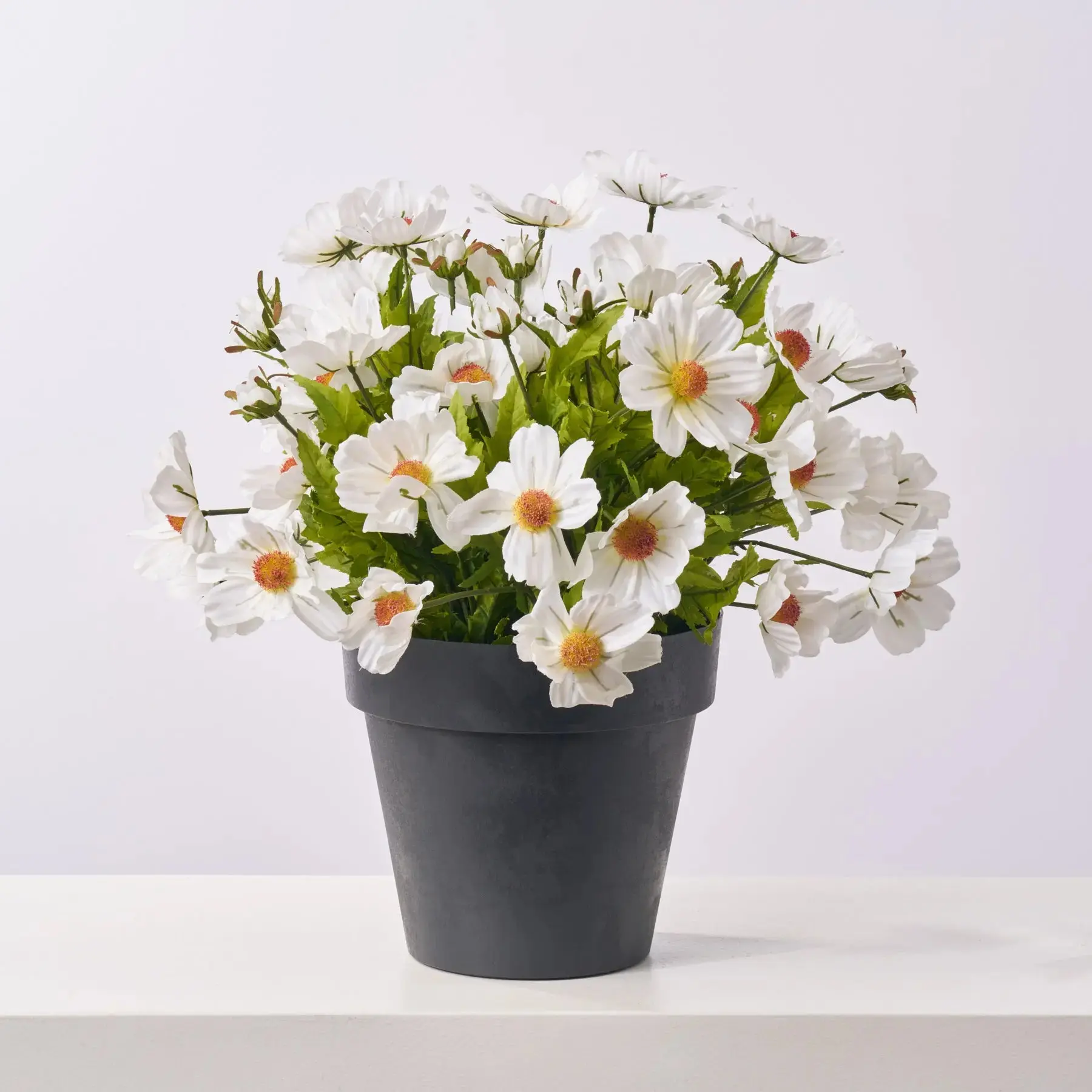 Faux White Cosmos Wildflower Outdoor Urn Filler Spring Summer Arrangement