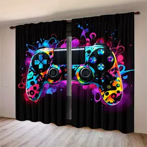 Vibrant Gaming Controller Curtains, Soft Eye-Popping Design, Fabric Block Glare, Cool Room Decor, Perfect for Gamers