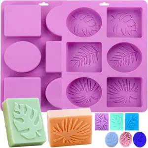 2-Pack  Soap Molds, Tropical Leaf & Hawaii Style Designs for  Soap Making,  Rectangle & Ellipse Shapes  Molds (Epoxy  Compatible)
