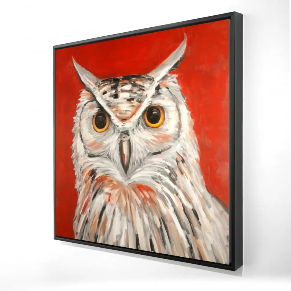 Begin Home Decor 2081-2424-AN297 24 x 24 in. Colorful Eagle Owl Canvas - Bird Gray Framed Art for Decor