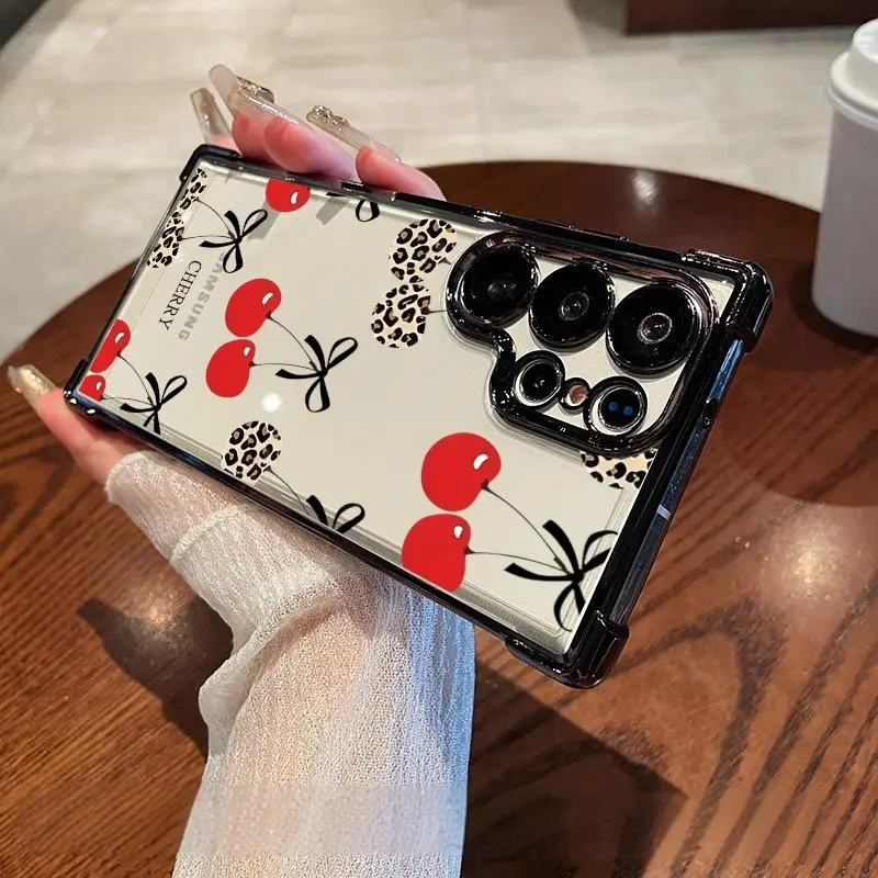 For S25/S24/S23/S22 Ultra For iPhone 16/15/14/13/12 Pro Max Phone Case Electroplating luxury transparent four corner anti drop and shockproof phone ca